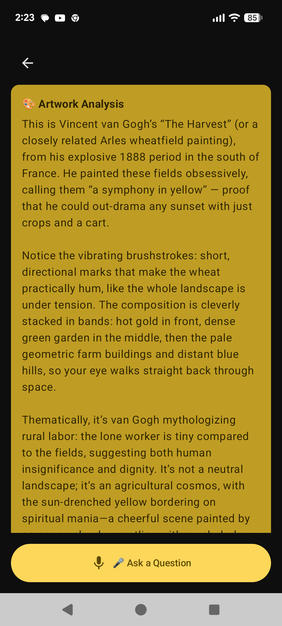 Listen and ask questions screen